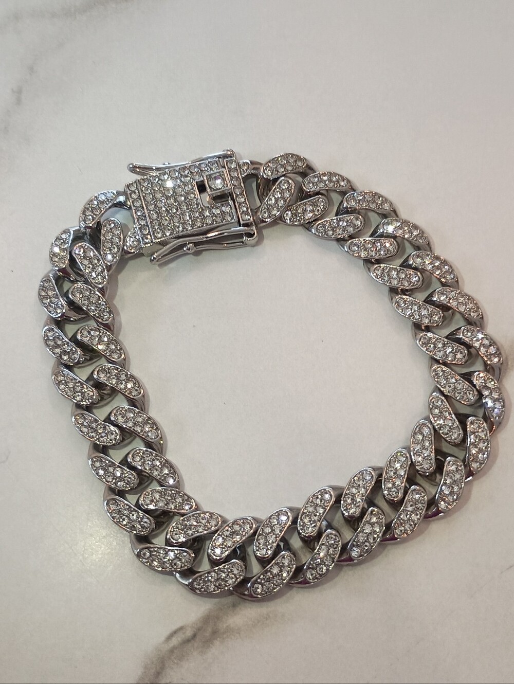 New Cuban link chain bracelet iced out miami hip hop 8.5